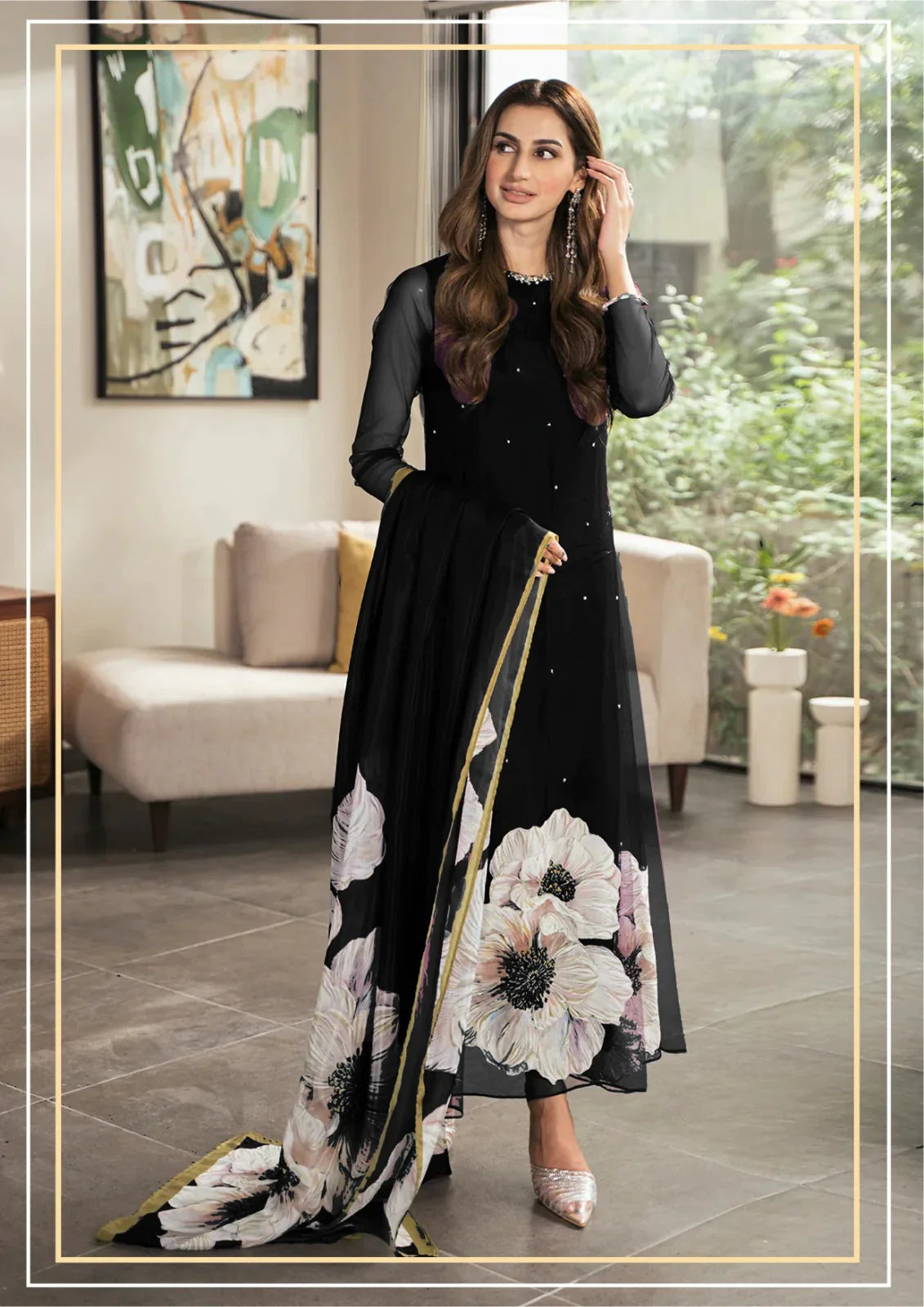 white christmas dresses Digital All-Over Print Embroidered Lawn Dress with Silk Dupatta (DZ170 –  DressyZone.com