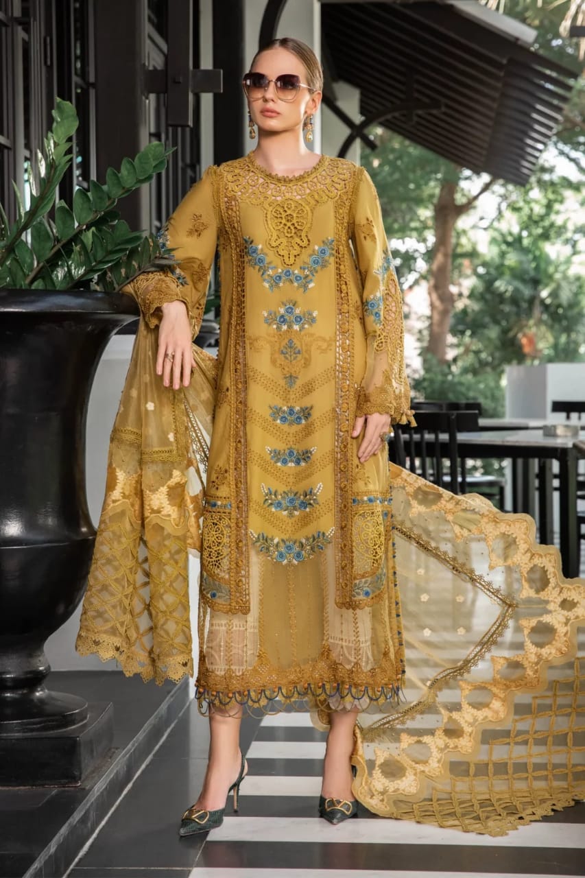 MARIA B MUSTARD CHIKANKARI LUXURY LAWN COLLECTION