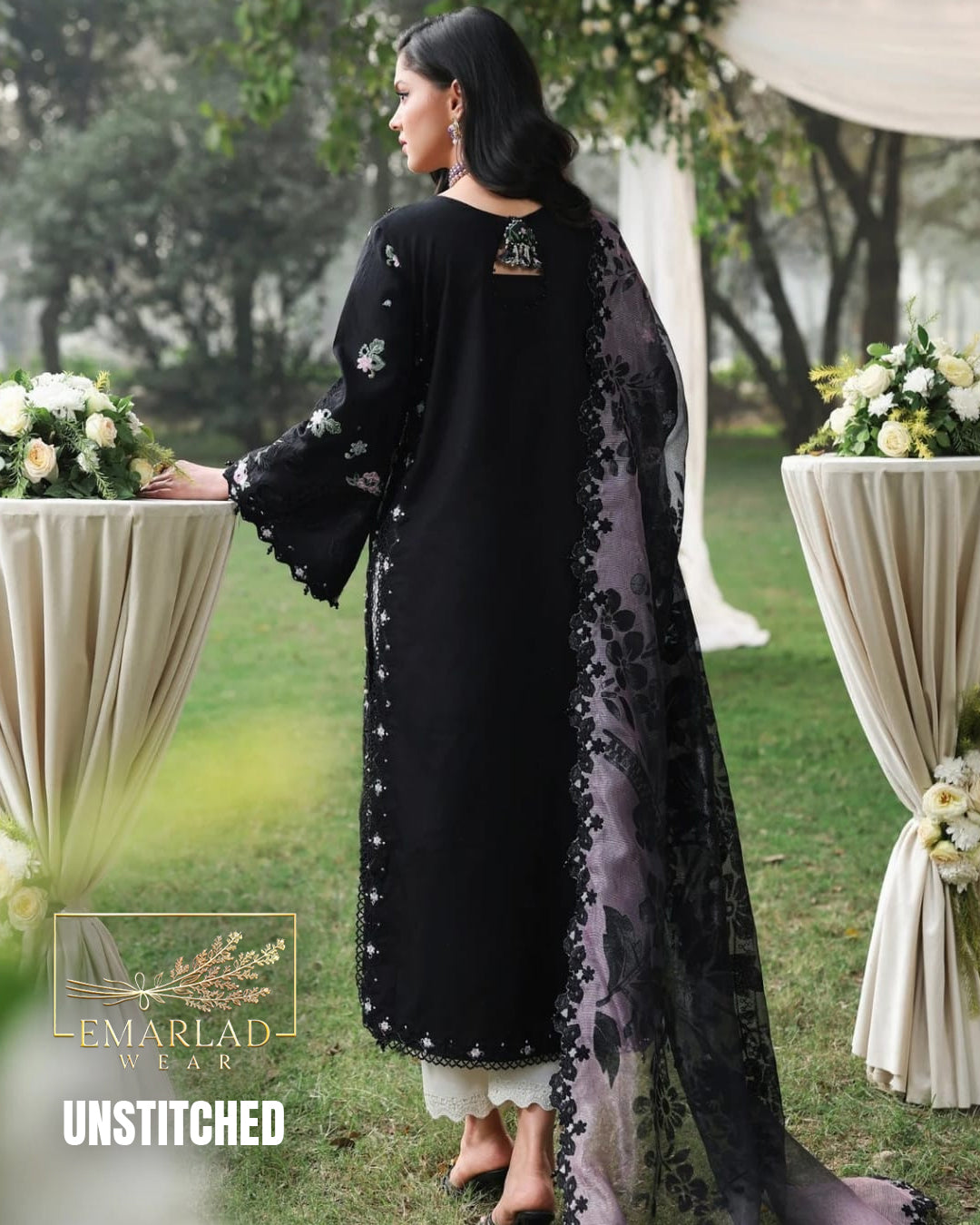 Sardina Luxury Lawn 3 Piece Embroidered Suit Black – Premium Designer Lawn Collection 2026