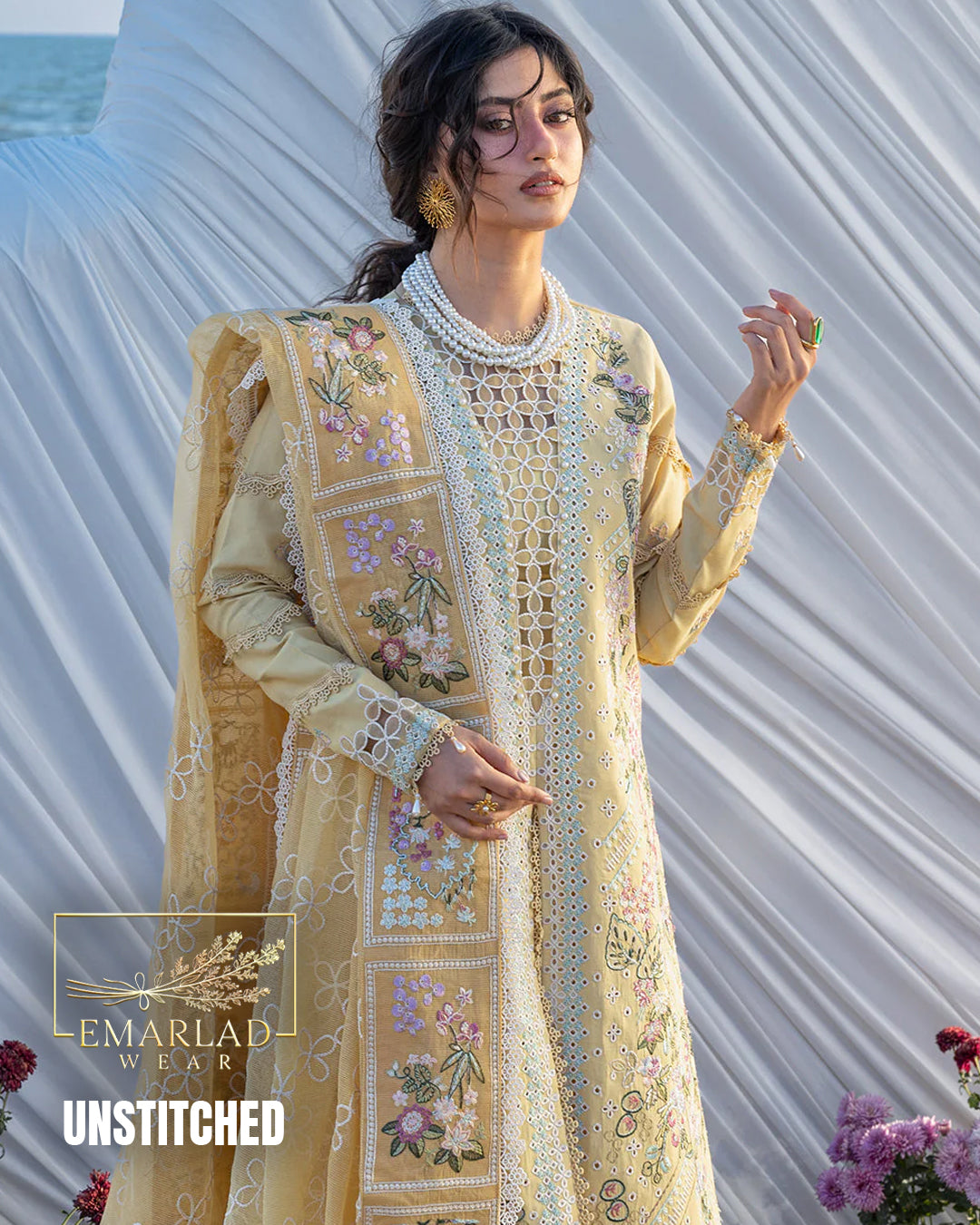 Seerne by Mahnoor Light Lemon Luxury Lawn Suit 2026 – 3PC Embroidered Dress