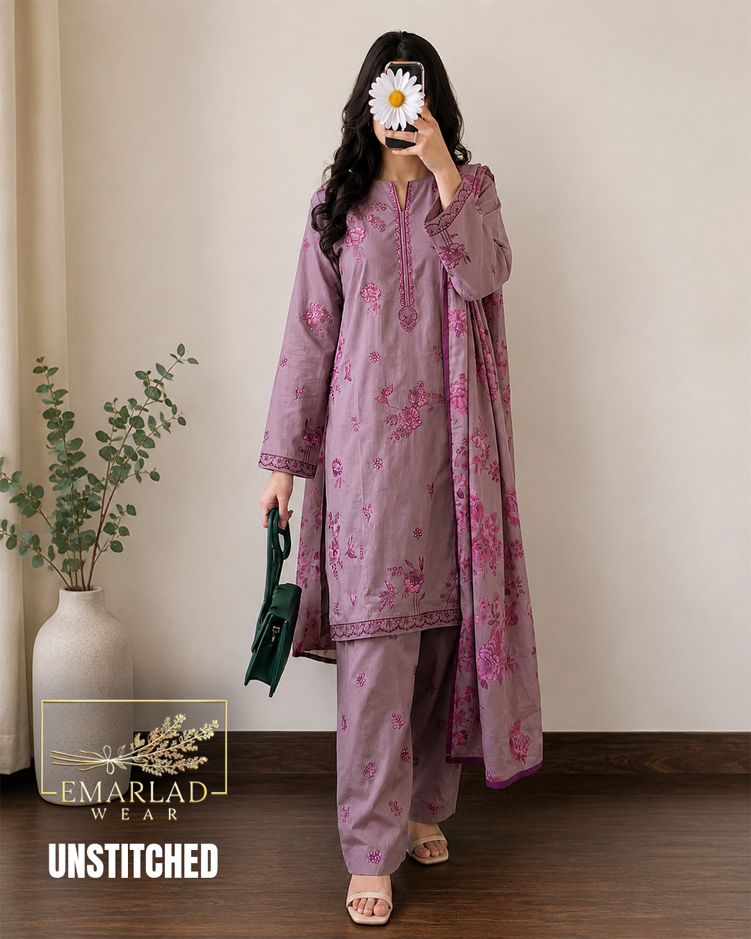 Jazmine Pink Dhanak Winter Collection 3 Piece Unstitched Suit