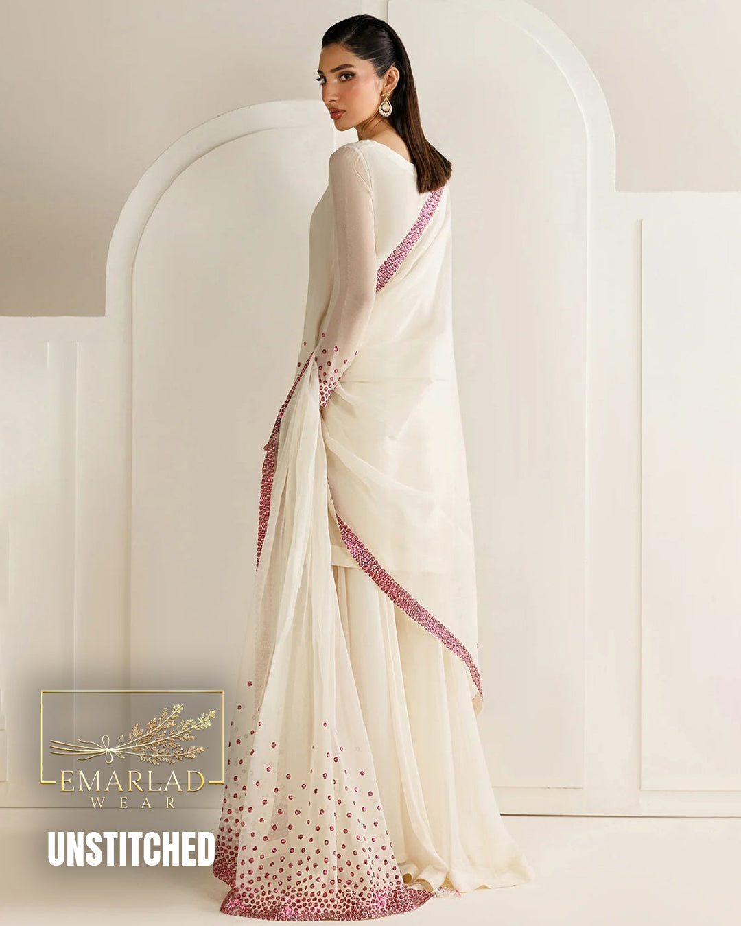 Baroque Chiffon Pink Sequin Embroidered Collection