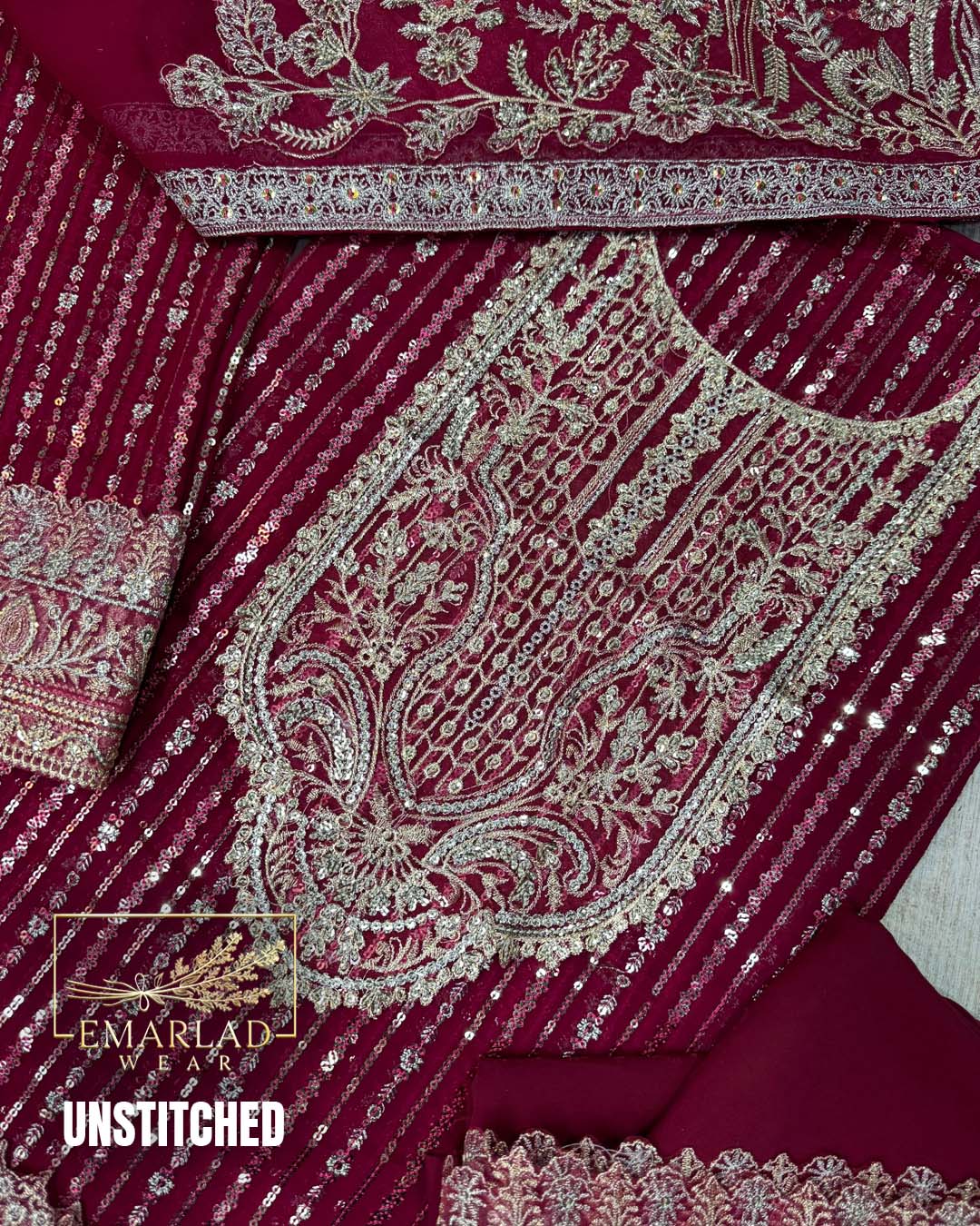 Kanwal Malik Semi Pure Chiffon Embroidered 3 Piece Suit | Dark Shocking Pink