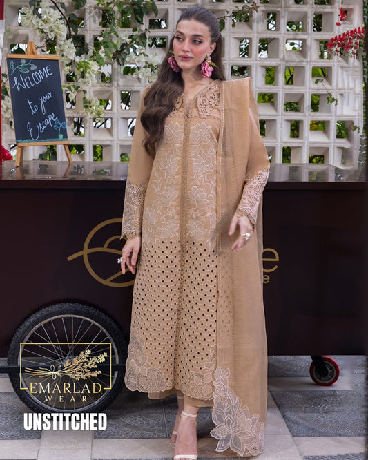 Rang Rasia Lawn Collection Brown Embroidered Suit | Premium Lawn Dress for Women
