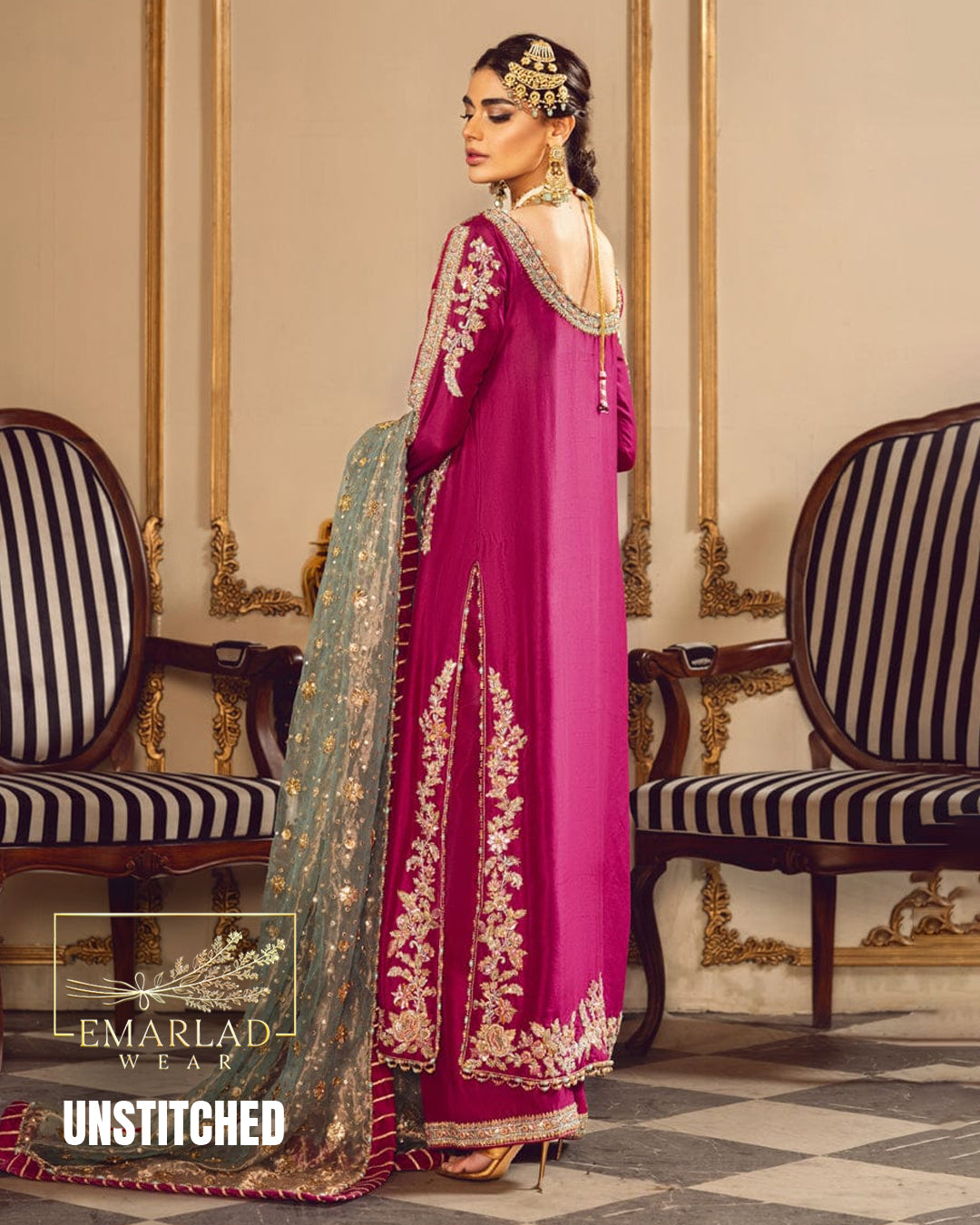 Sara Rohale Asghar Shocking Pink Raw Silk Replica – Luxury Formal Dress for Women