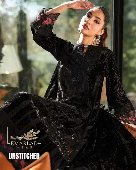 M.B Velvet Plachi Embroidered Collection | Jet black