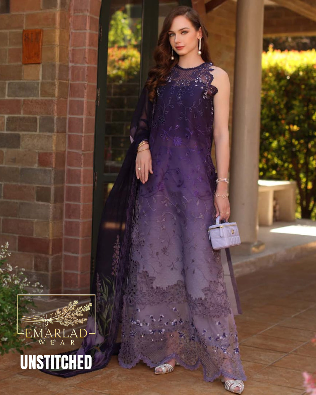 Noor By Saadia Lawn Collection Purple Tie & Dye Unstitched 3Pc Suit Online in Pakistan