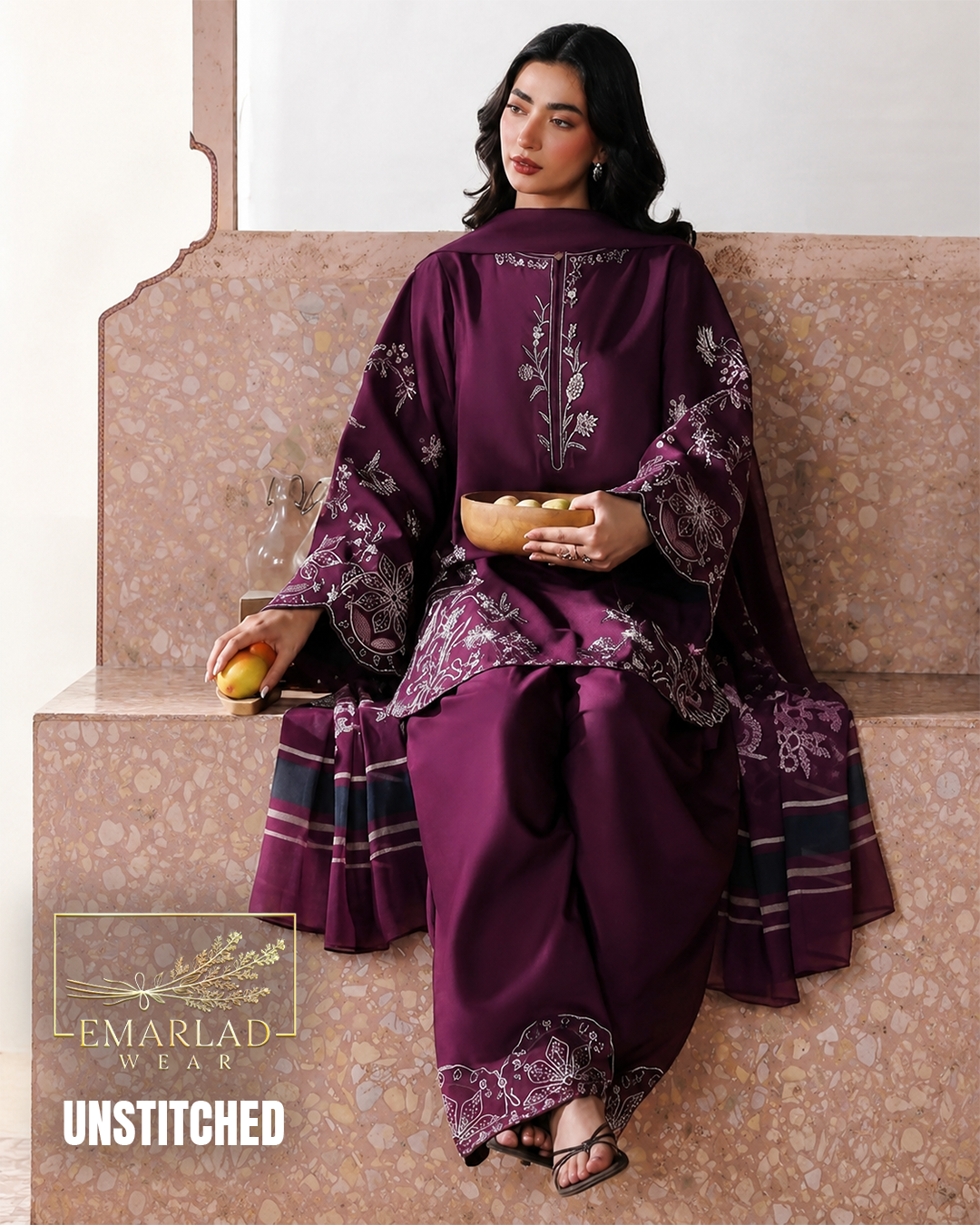 Zarqash Purple Dhanak Winter Collection 3 Piece Unstitched Suit