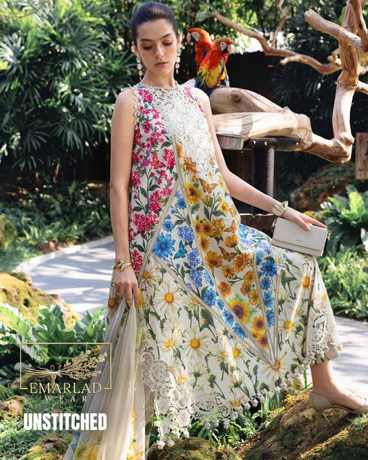 Maria B M Print Lawn Collection 2026 Skin Mix Print 3 Piece Embroidered Lawn Suit