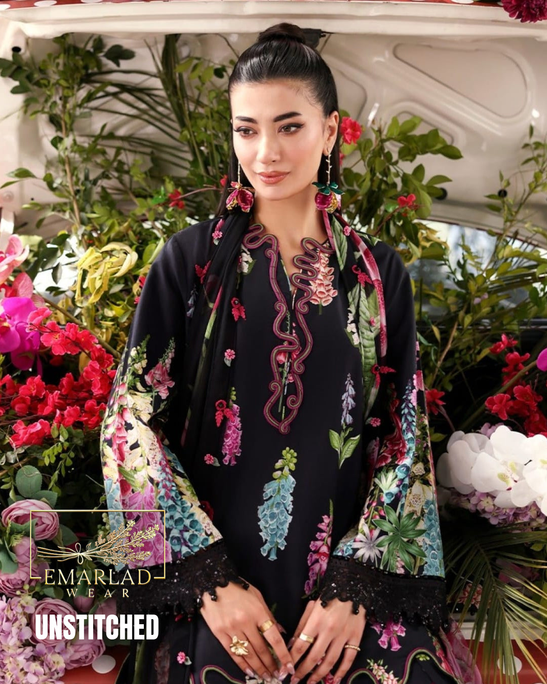 MARIA B M PRINT Vol-02 Lawn Collection 2026 Black | Embroidered Lawn Suit Replica Online Pakistan