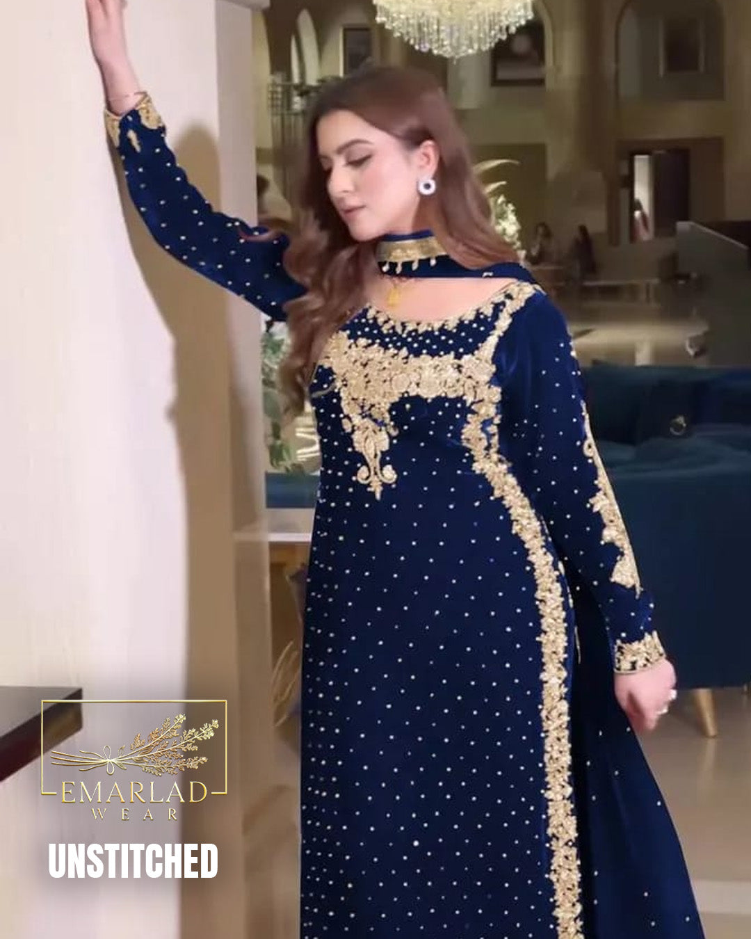 Aneelas Luxury Velvet Collection | Zink Blue