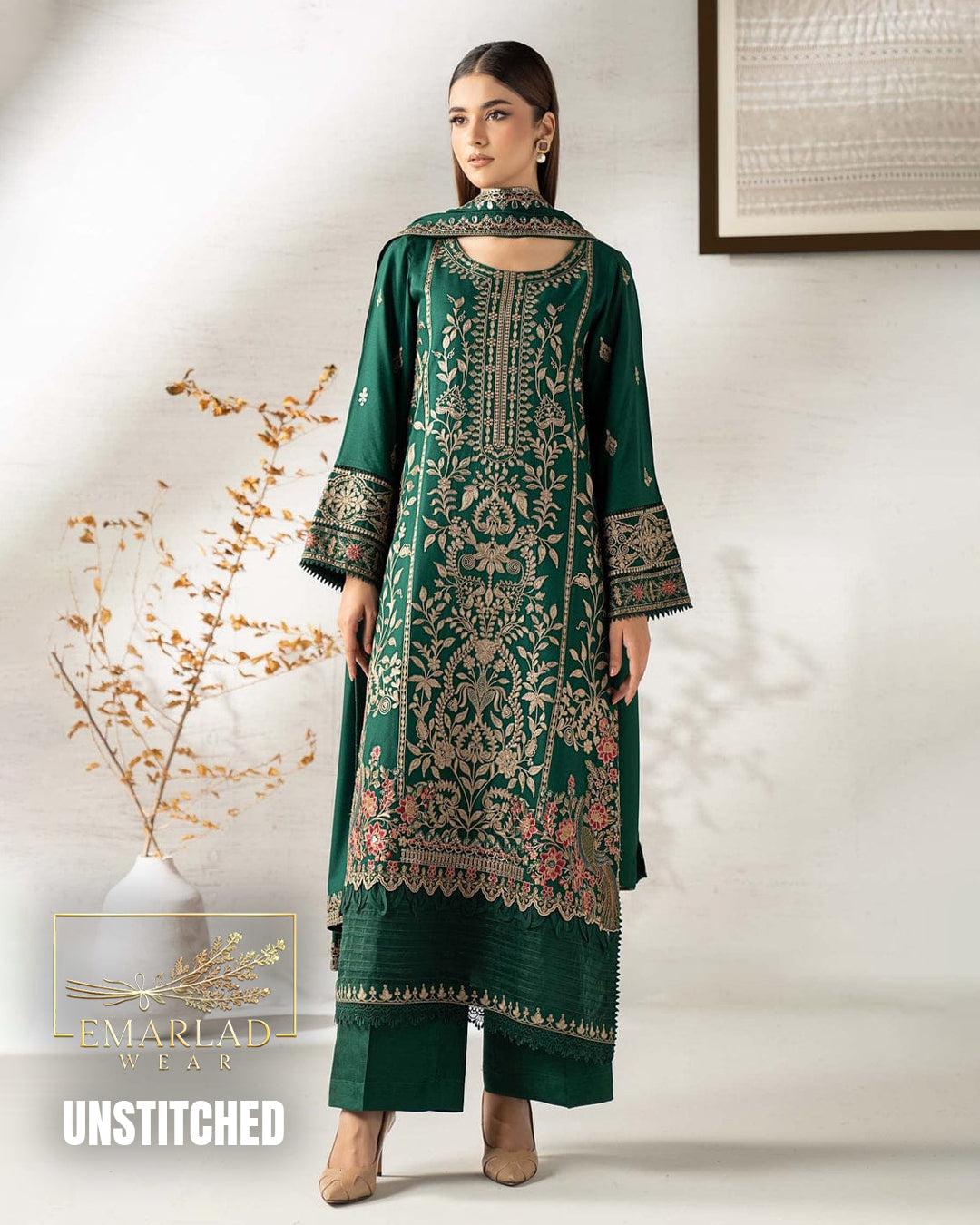 Maria B Green Lawn Chiffon Suit 2026 – Embroidered 3PC Dress with Read –  Emarlad Wear