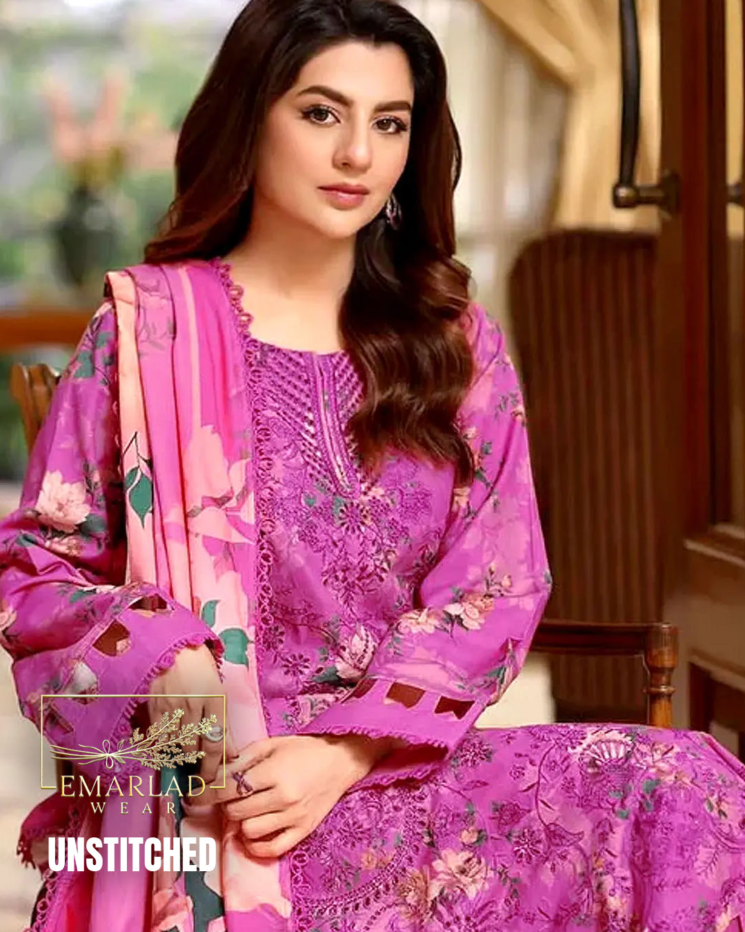 Aneela’s WPR-10 Shocking Pink Lawn Suit with Chiffon Dupatta – Embroidered 3 Piece