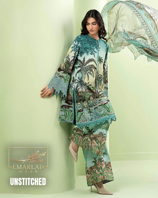 Maria B Tree Aqua Green Lawn Embroidered 3 Piece Suit