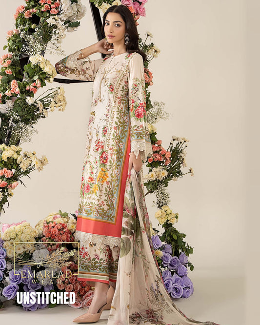 M.B M-Print Lawn 2025 Light Skin 3PC Embroidered Suit | Article MPT-2605A/B