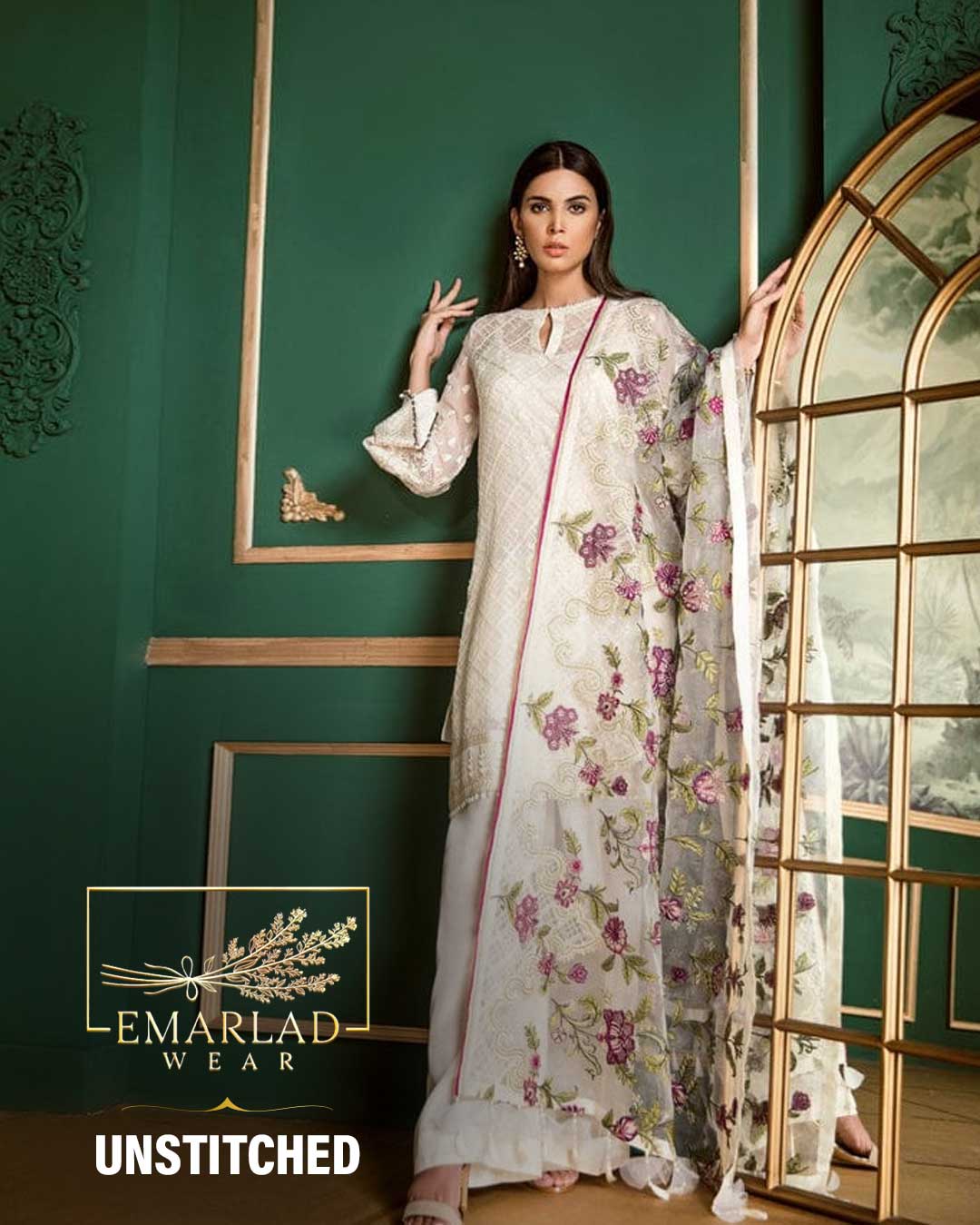 Ethnic White Formal Collection Chiffon Emarlad Wear Ethnic White Formal Collection Chiffon Emarlad Wear