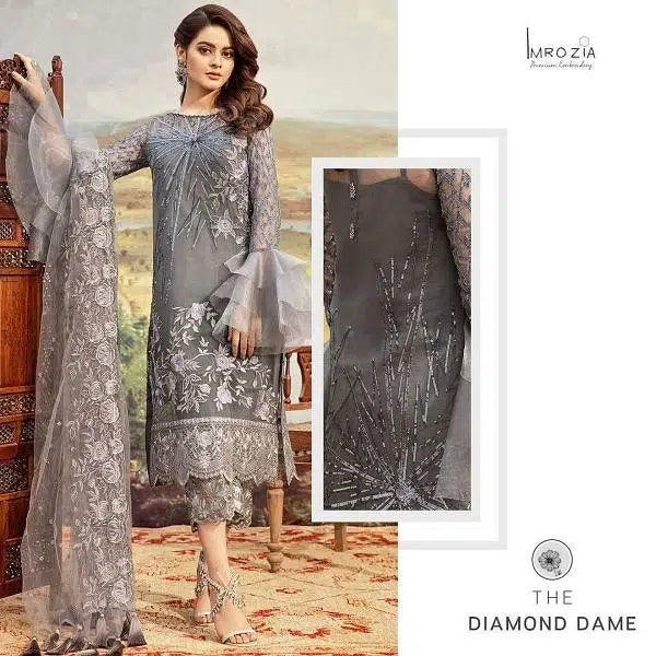 IMROZIA DIAMOND -3 PC NET DRESS FORMAL COLLECTION