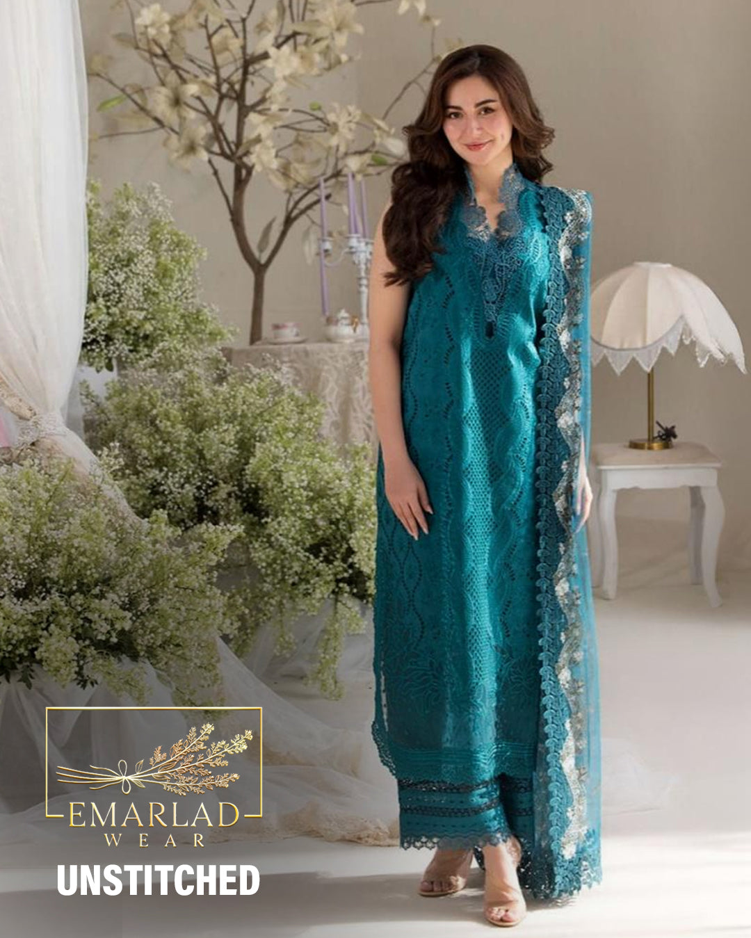 Sobia Nazir | Sea Green - Luxury Chikankari Collection Emarlad Wear Sobia Nazir | Sea Green - Luxury Chikankari Collection Emarlad Wear