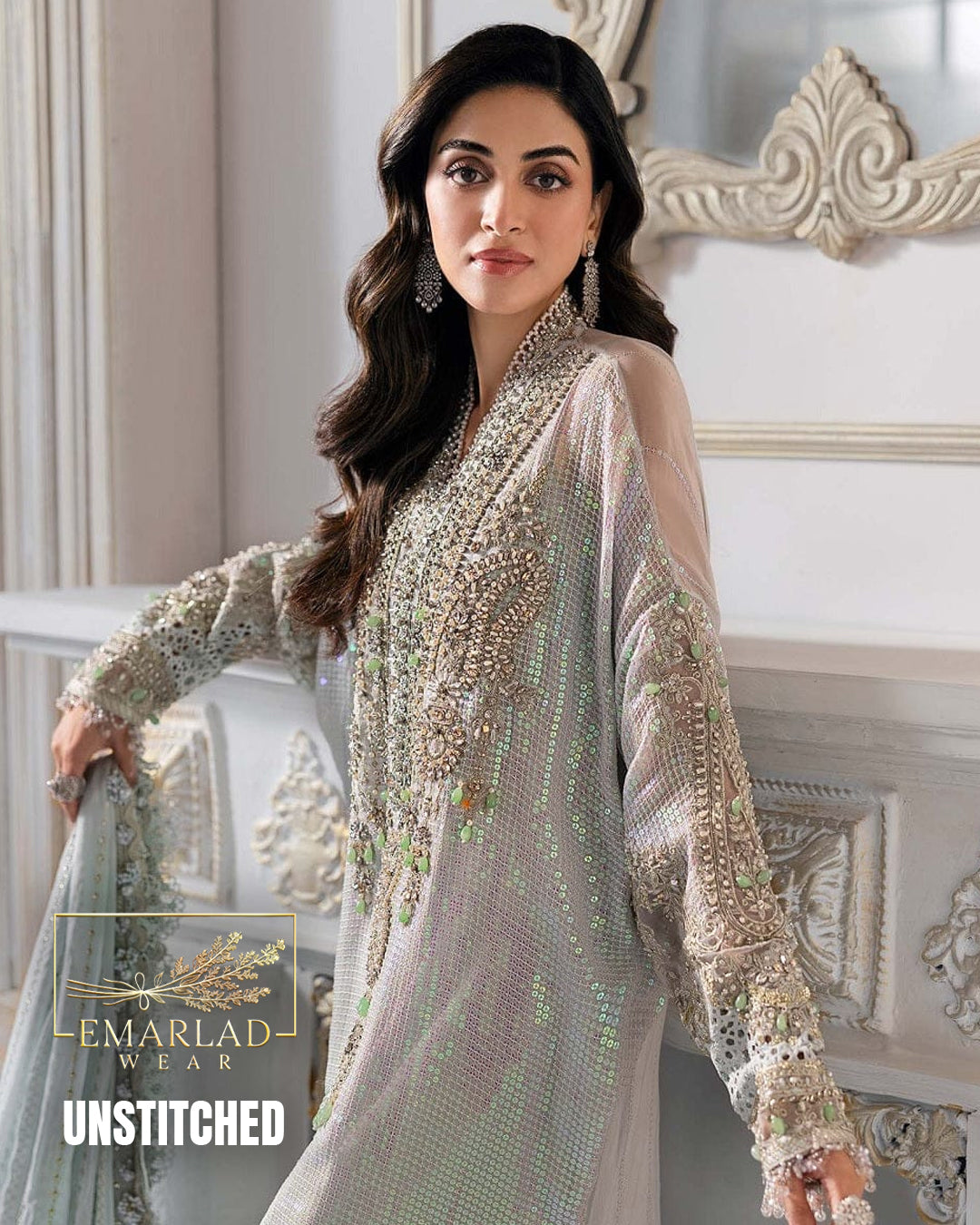 Maria B BD-3005 Green Luxury Lawn Embroidered Suit | 3PC Designer Collection | Emarladwear