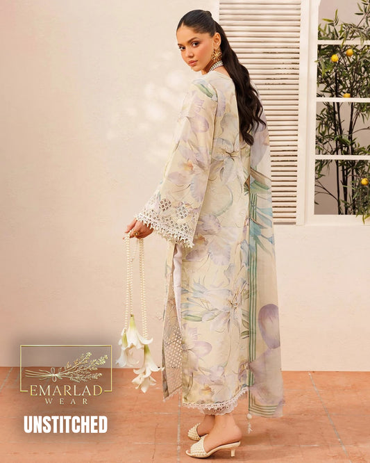 Baroque Skin Multi Premium Lawn Collection 3 Piece Unstitched Suit with Chiffon Dupatta – Heavy Chikankari Embroidery