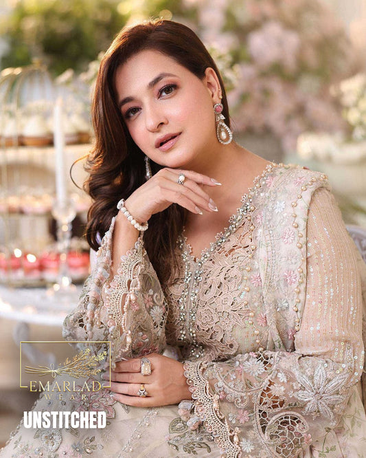 Maria.B Embroidered Luxury Chiffon Unstitched 3Pc Suit MPC-26-107 Skin 5MM Online in Pakistan