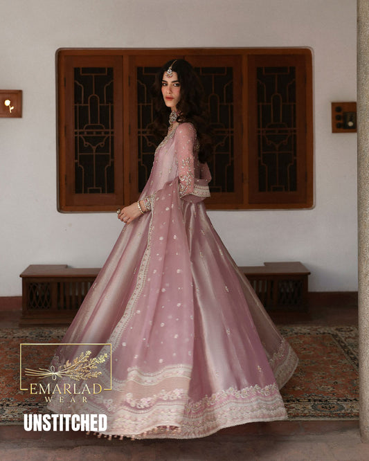 Faiza Saqlain Pink ZR Sheesha Silk 3 Piece Unstitched Replica Suit