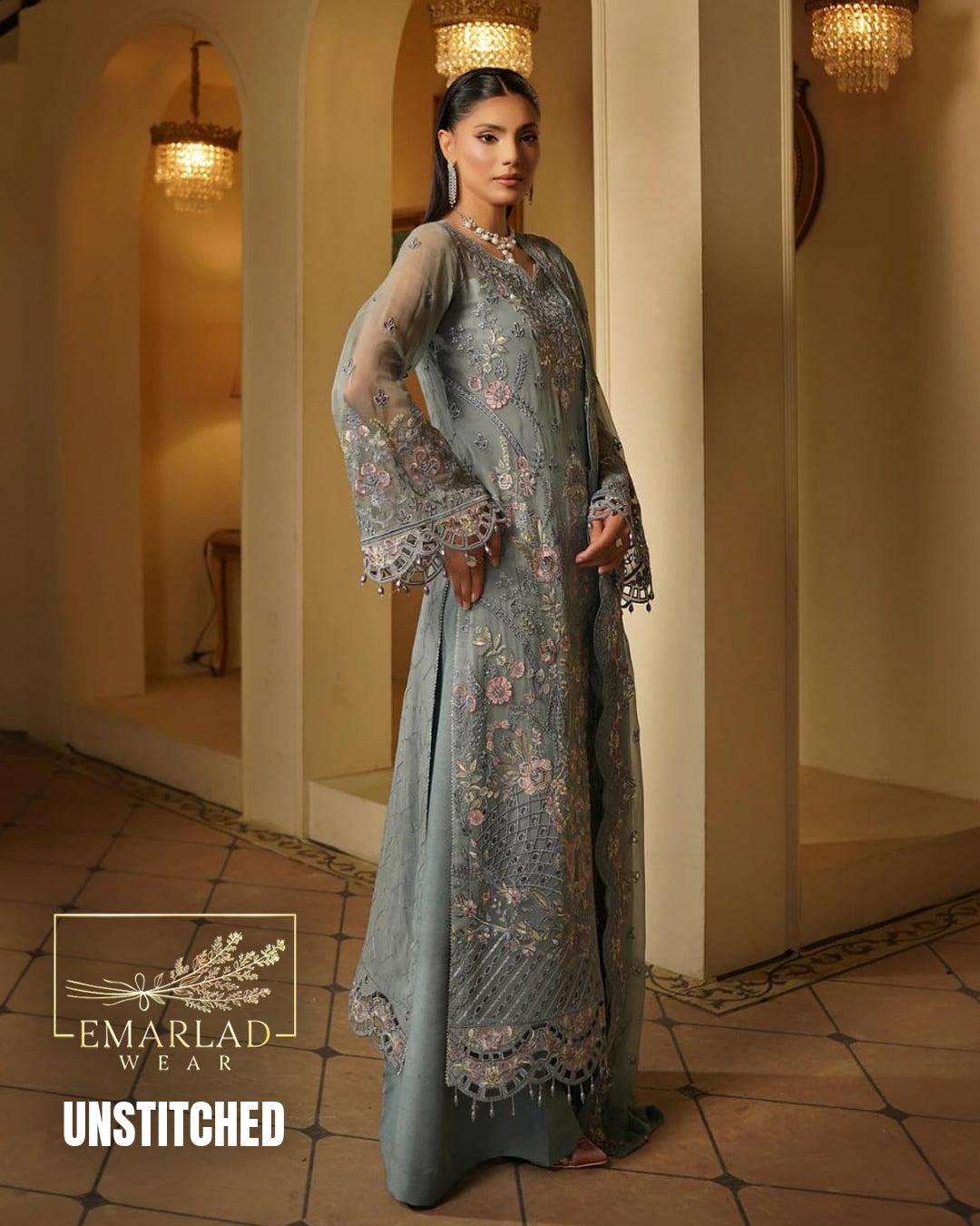 Maryum Maria Unstitched Replica Chiffon Suit with Malai Trouser