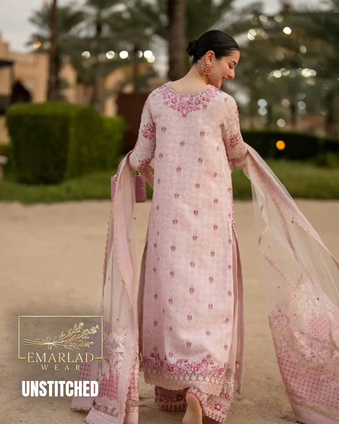 Faiza Saqlain Aya Lamija Baby Pink Luxury Lawn Suit