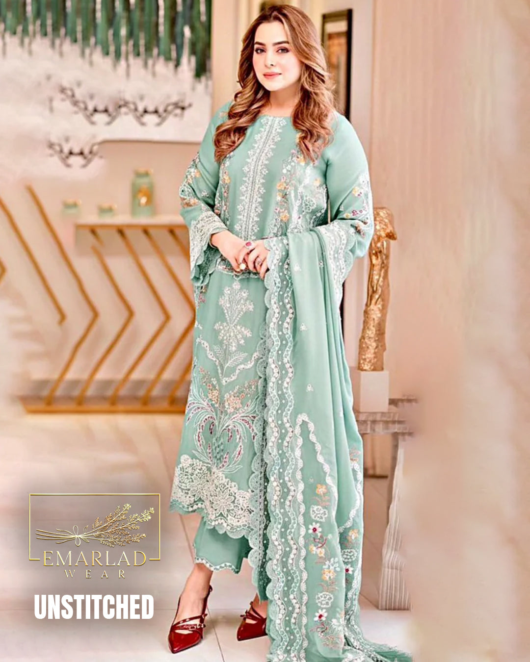 Aneelas Luxury Lawn Collection Pista Green Embroidered 3 Piece Unstitc Emarlad Wear Aneelas Luxury Lawn Collection Pista Green Embroidered 3 Piece Unstitc Emarlad Wear