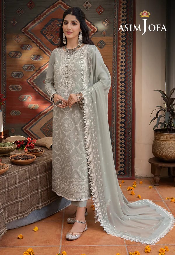 Asim Jofa Pistachio Formal Collection Chiffon Fabric