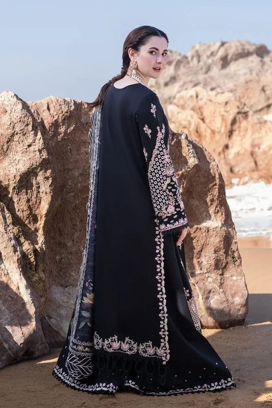 Qalamkar Black New Arrival Chikankari Embroidery Dress 3pc