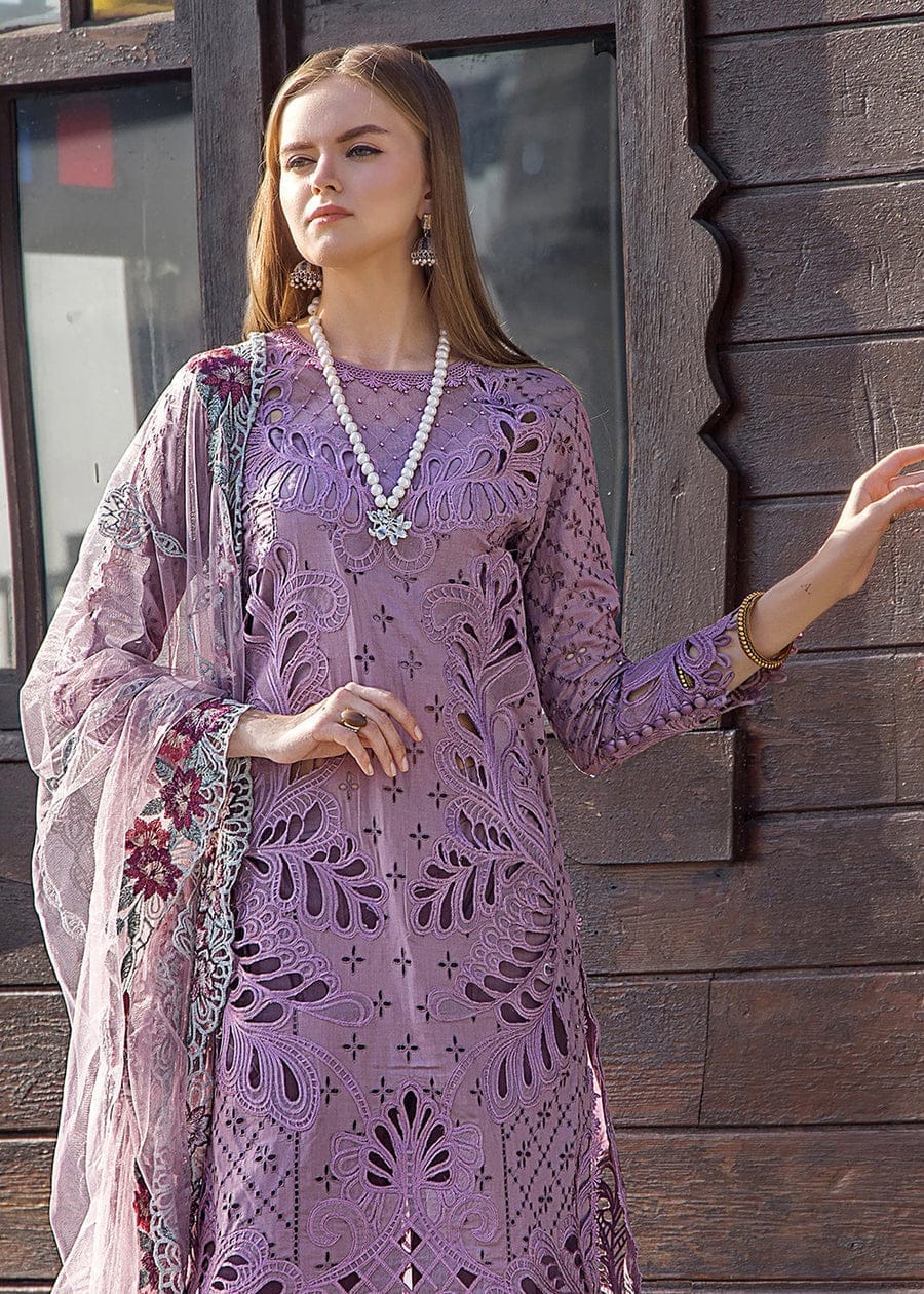 Adan Libas Purple Luxury Lawn Embroidery Dress Chikankari