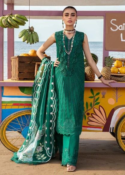 Crimson Bottle Green Luxury Chikankari Embroidery Dress Emarlad Wear Crimson Bottle Green Luxury Chikankari Embroidery Dress Emarlad Wear