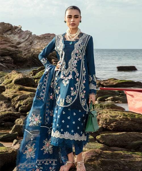 Crimson Blue New Arrival Luxury Lawn Chikankari Dress – Emarlad Wear