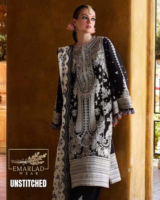 Hussain Rehar Black & white Embroidered Cotton collection