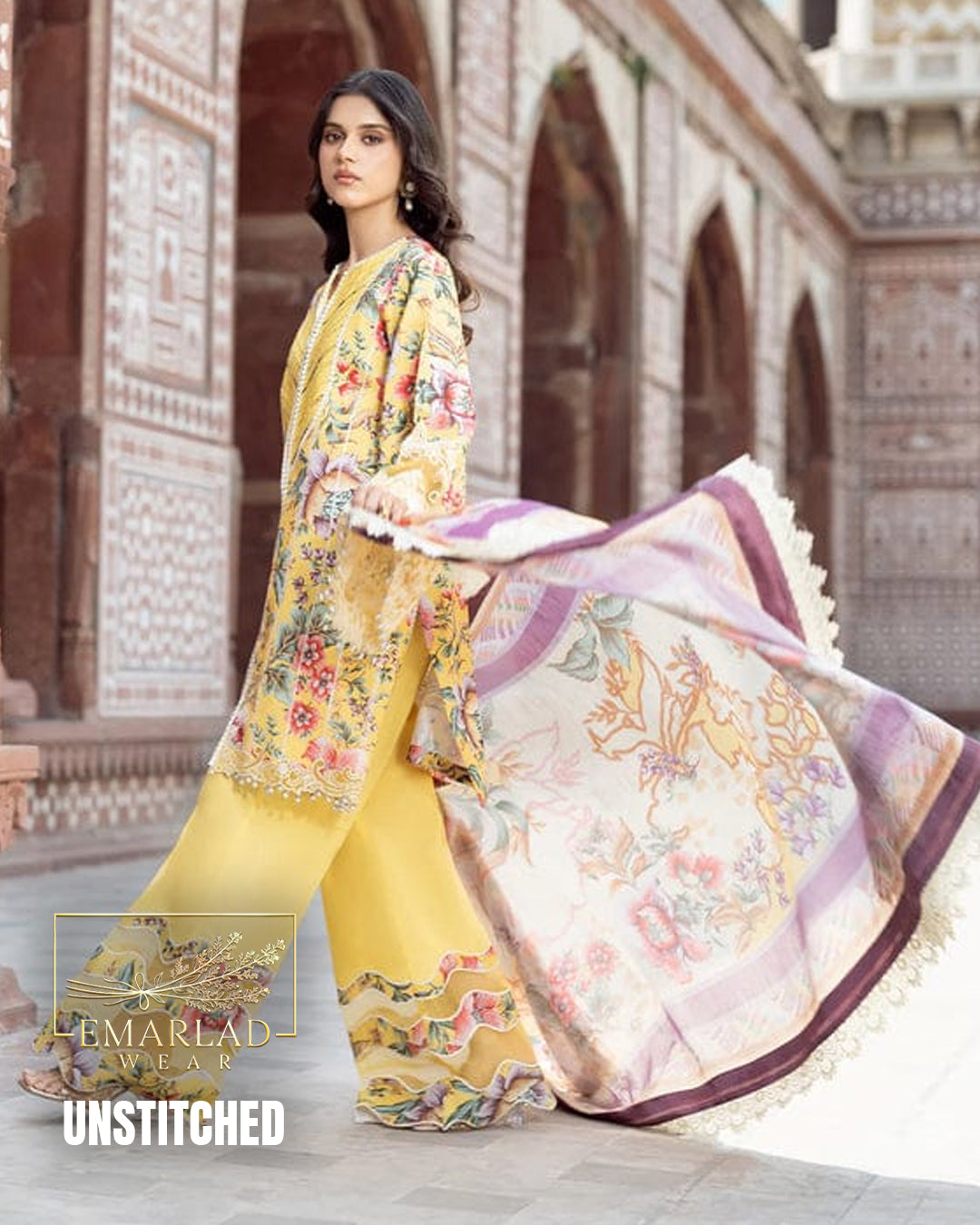 Asifa Nabeel Lemon Yellow Lawn Suit with Embroidered Chiffon Dupatta – Luxury 3PC Collection