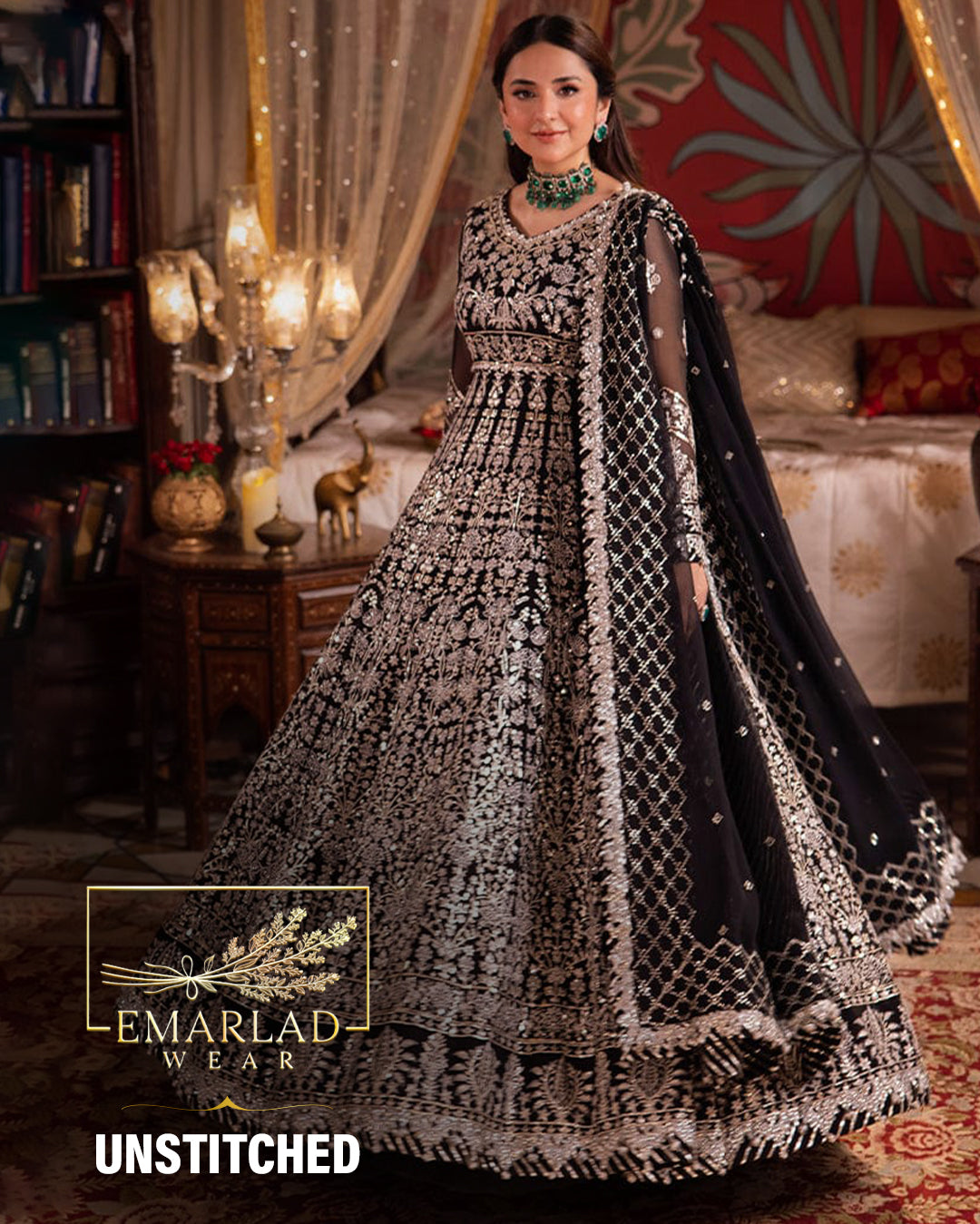 asim jofa black dress AJSH-08 - Asim Jofa Wedding Collection