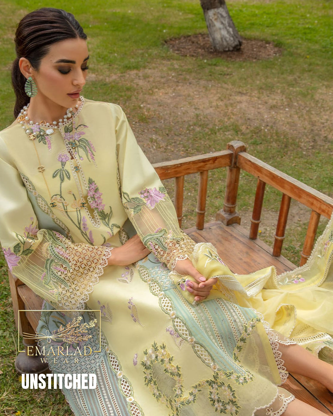 Crimson Lemon ZR Unstitched Replica Lawn Cotton Suit with Organza Dupatta