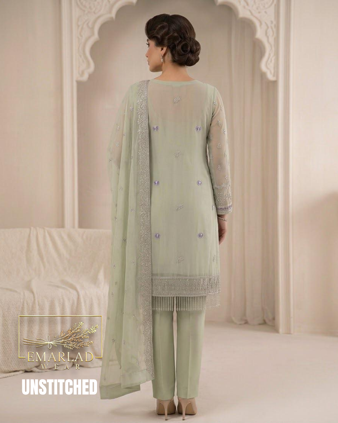 Naqsh Luxury Embroidered Chiffon 3 Piece Suit Design 2590