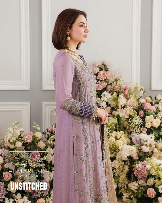 Charizma Purple Chiffon & Net Embroidered Replica – Luxury 3 Piece Formal Suit