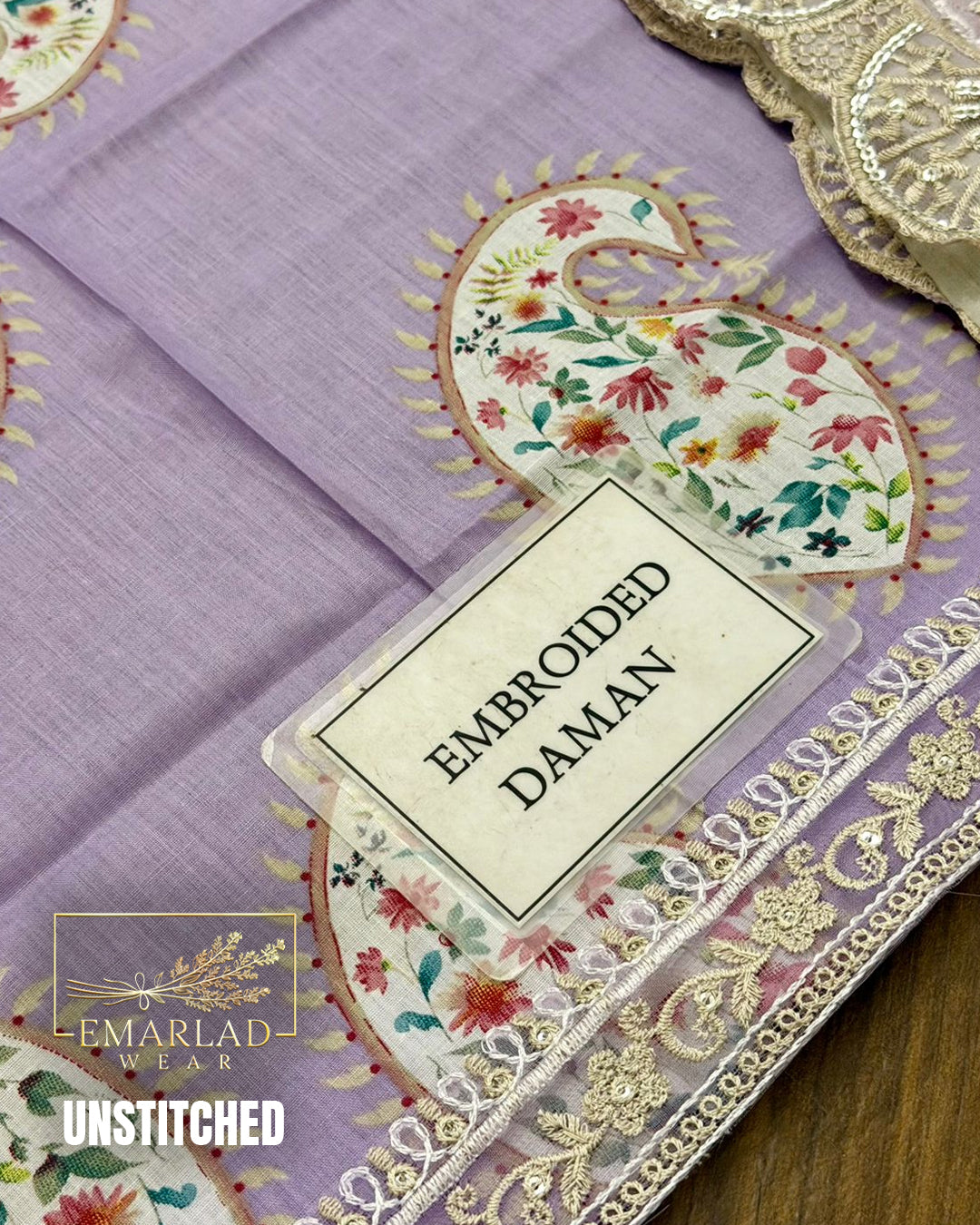 Maria B Kairy Lilac Purple Lawn Suit with Chiffon Embroidered Dupatta & Printed Trouser
