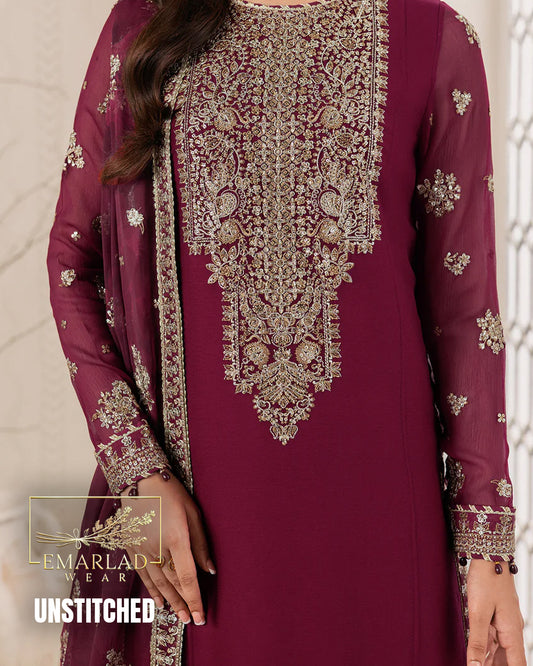 Zarif MPC-26-108 Chiffon & Sharmoz Embroidered 3 Piece Suit