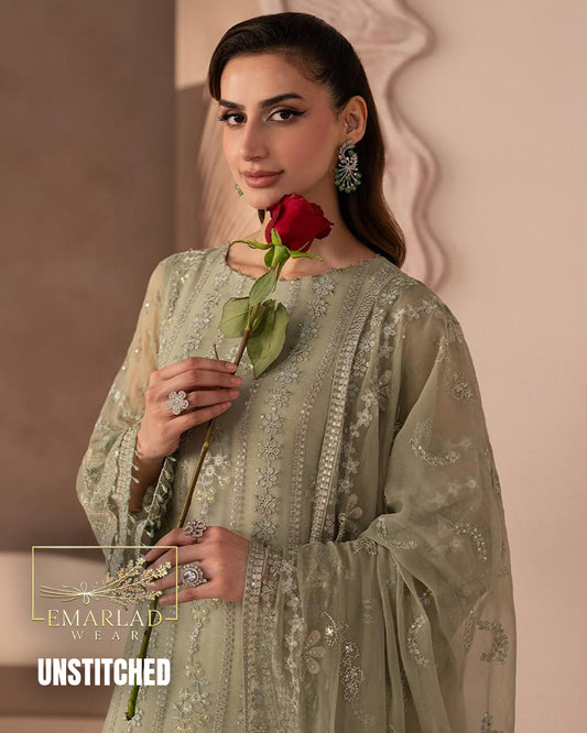 Zarish Atelier Pistachio Grace Luxury Chiffon Suit Design 2574