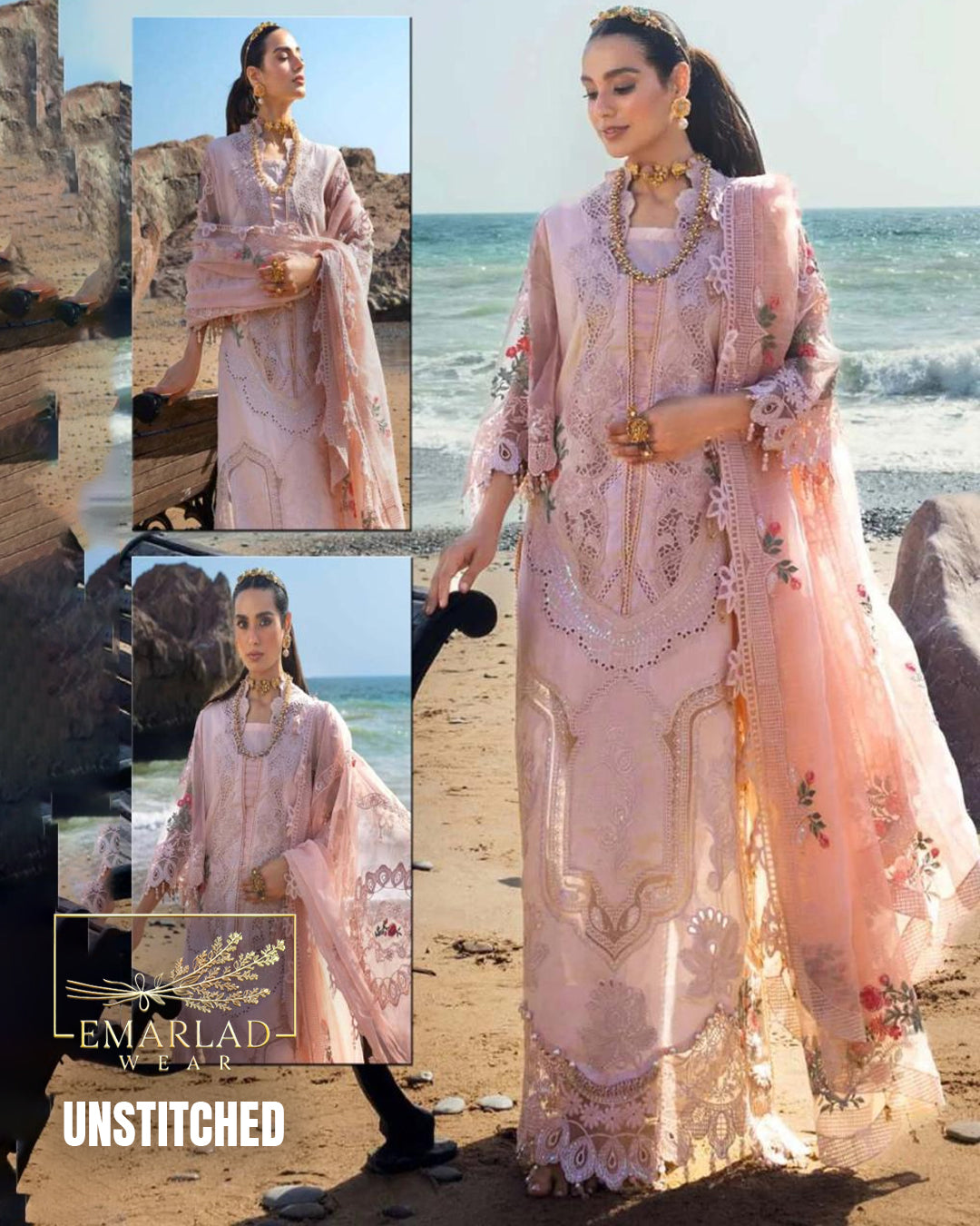 Mahiman by Alzohaib Peach Pink Luxury Lawn Suit 2026 – 3PC Embroidered Dress