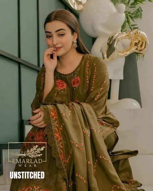 Aneelas Mustard Luxury Lawn 3PC Suit 2026 – Embroidered Unstitched Dress