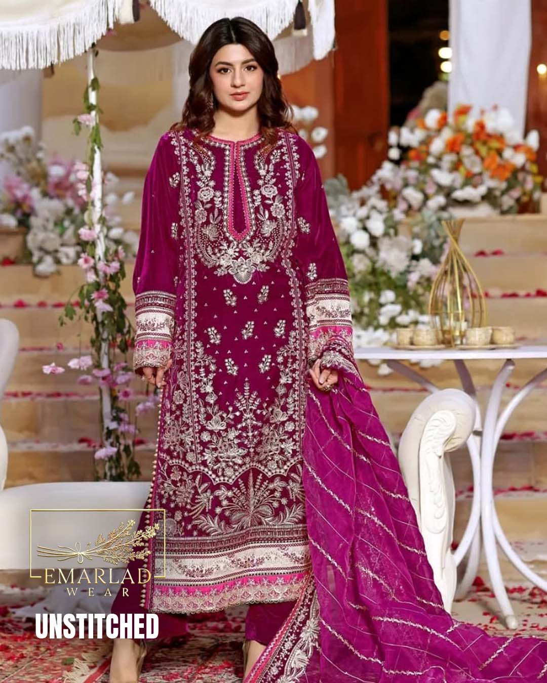 pink velvet pakistani dress Buy Solid Color Velvet Pakistani Suit in Magenta Online : KBU129