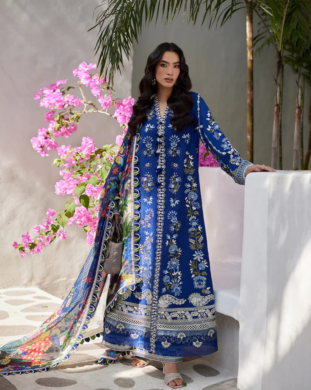Faiza Saqlain Blue Embroidery Chikankari Lawn Dress – Emarlad Wear