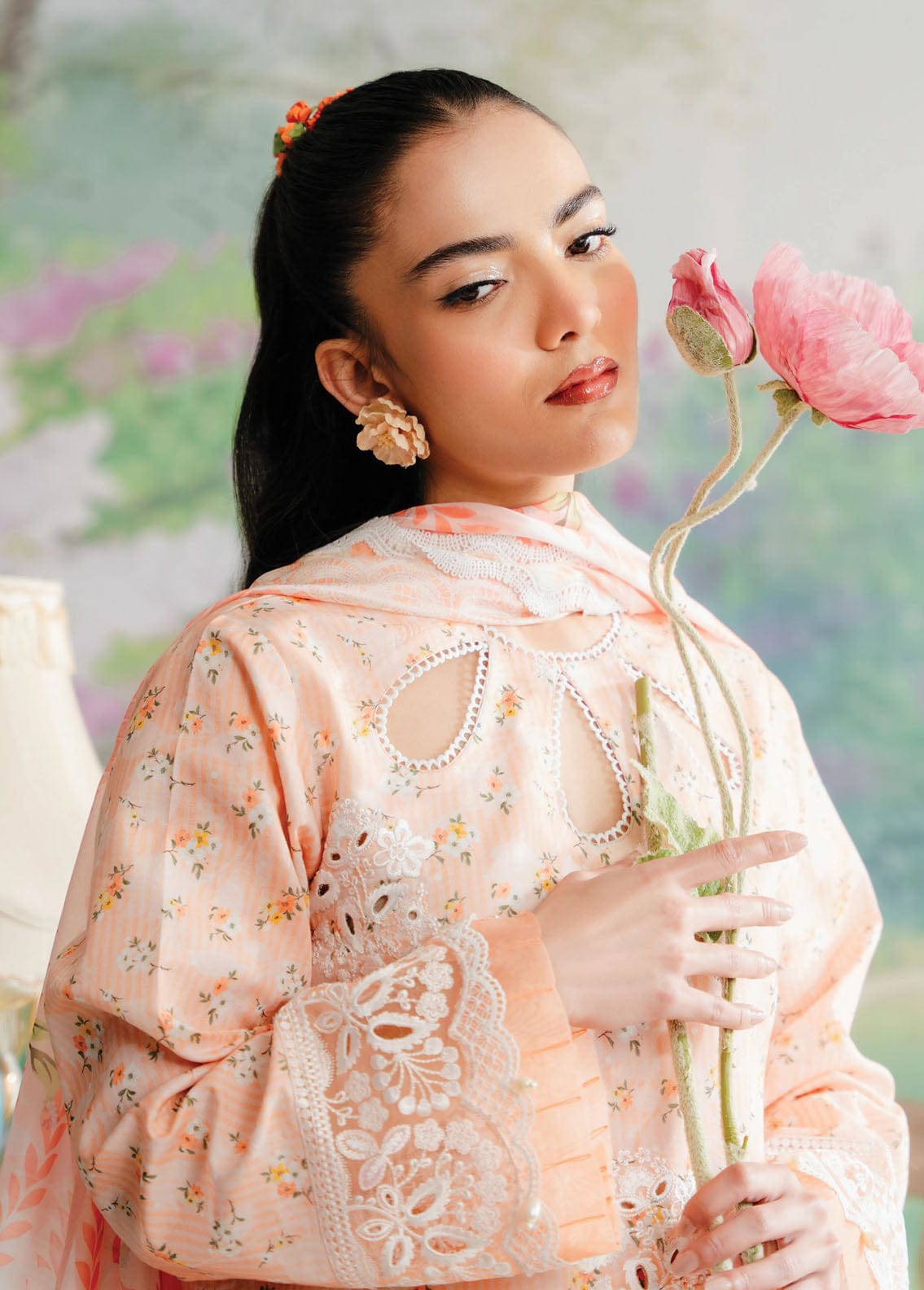 Afrozeh Peach Digital Emb New Arrival Lawn 3pc