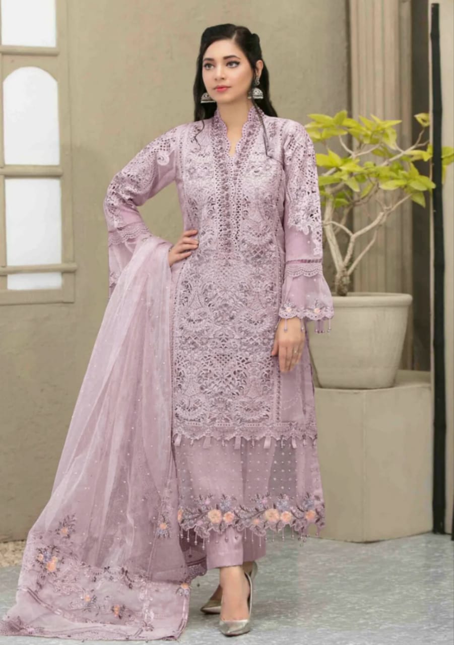 MARIA.B FESTIVE EMBROIDERED ORGANZA 3 PC PURPLE