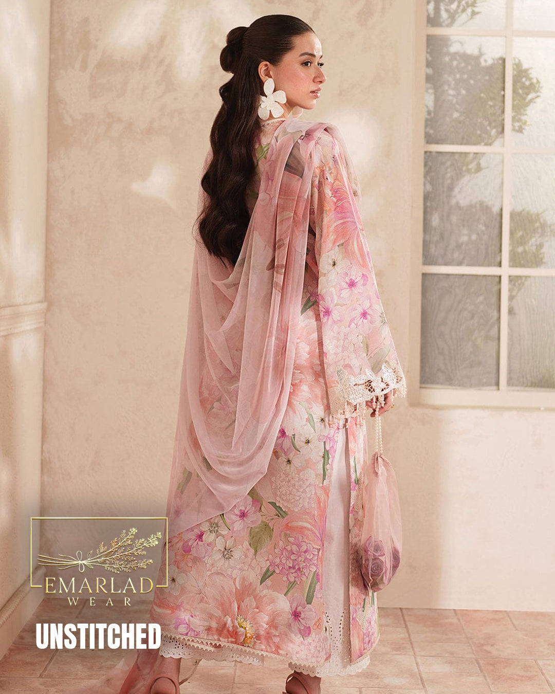 Baroque Butterfly M-7 Pink Printed Lawn Suit with Chiffon Embroidered Dupatta | 3PC Summer Collection | Emarladwear
